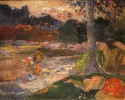 Paul Gauguin Tahitians on the Riverbank USA oil painting artist